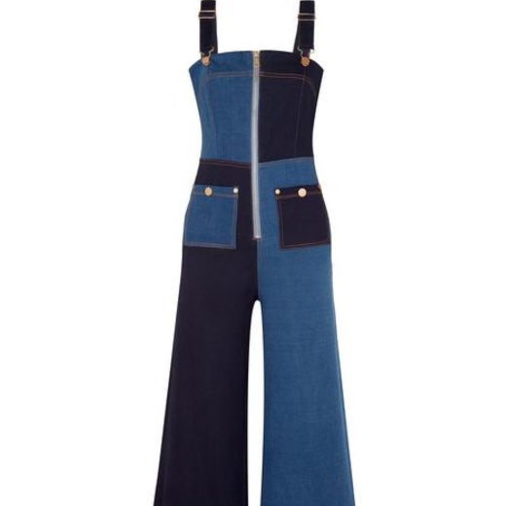 Alice McCall Quincy Denim Patchwork Overalls - Blue NWT
